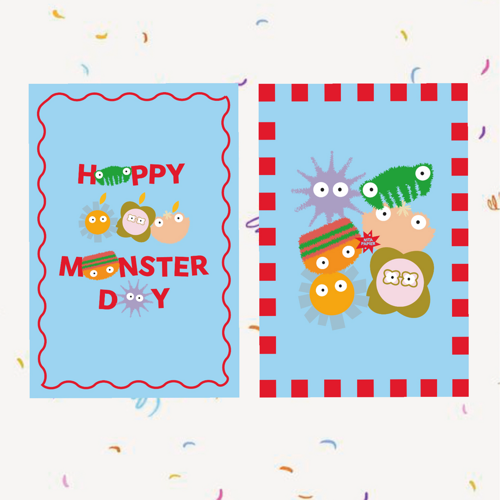 Lot de 2 Cartes d'Anniversaire - Collection Nitamonster 🎁